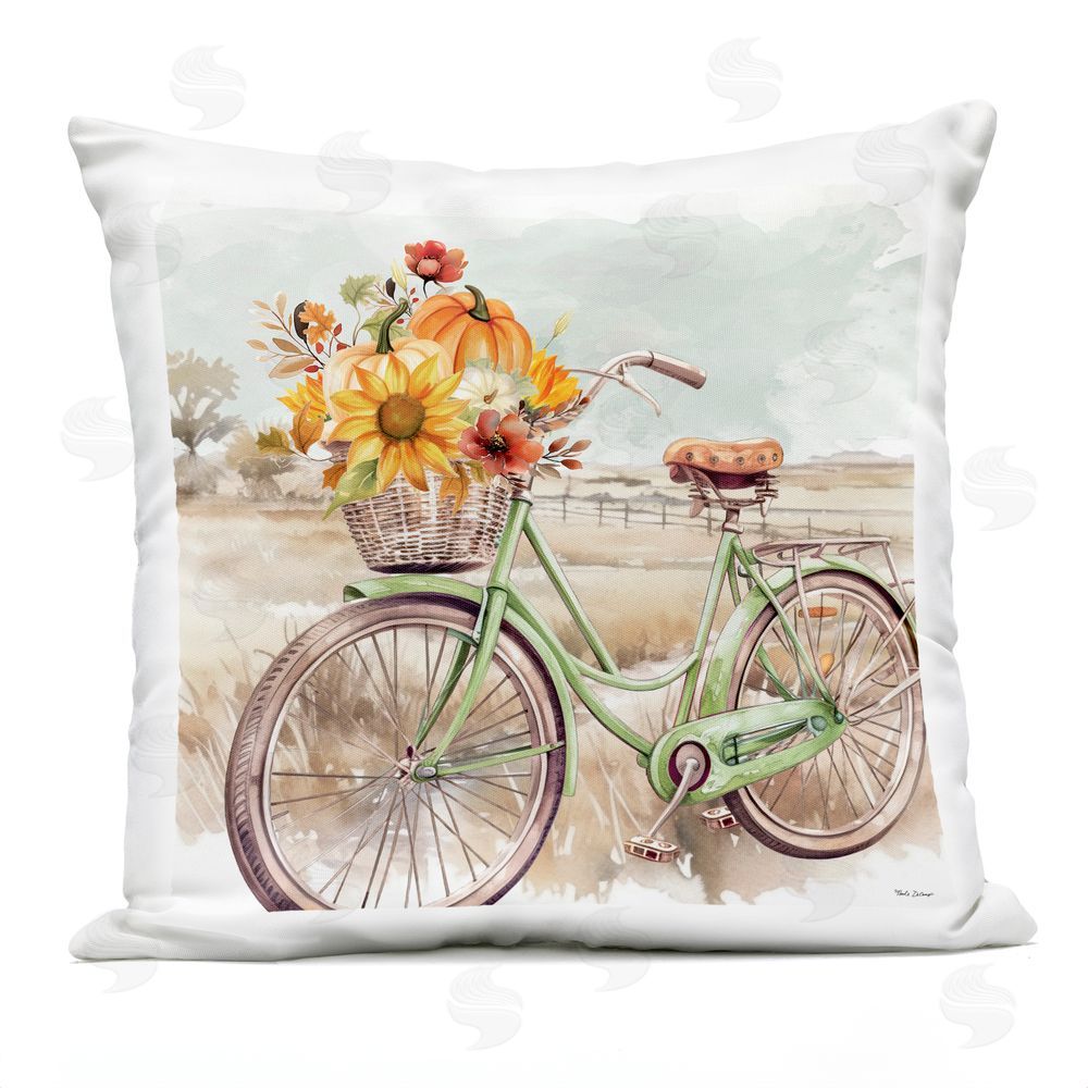 Nicole DeCamp Fall Florals Bicycle Outdoor Quick-Dry Polyester Printed Throw Pillow