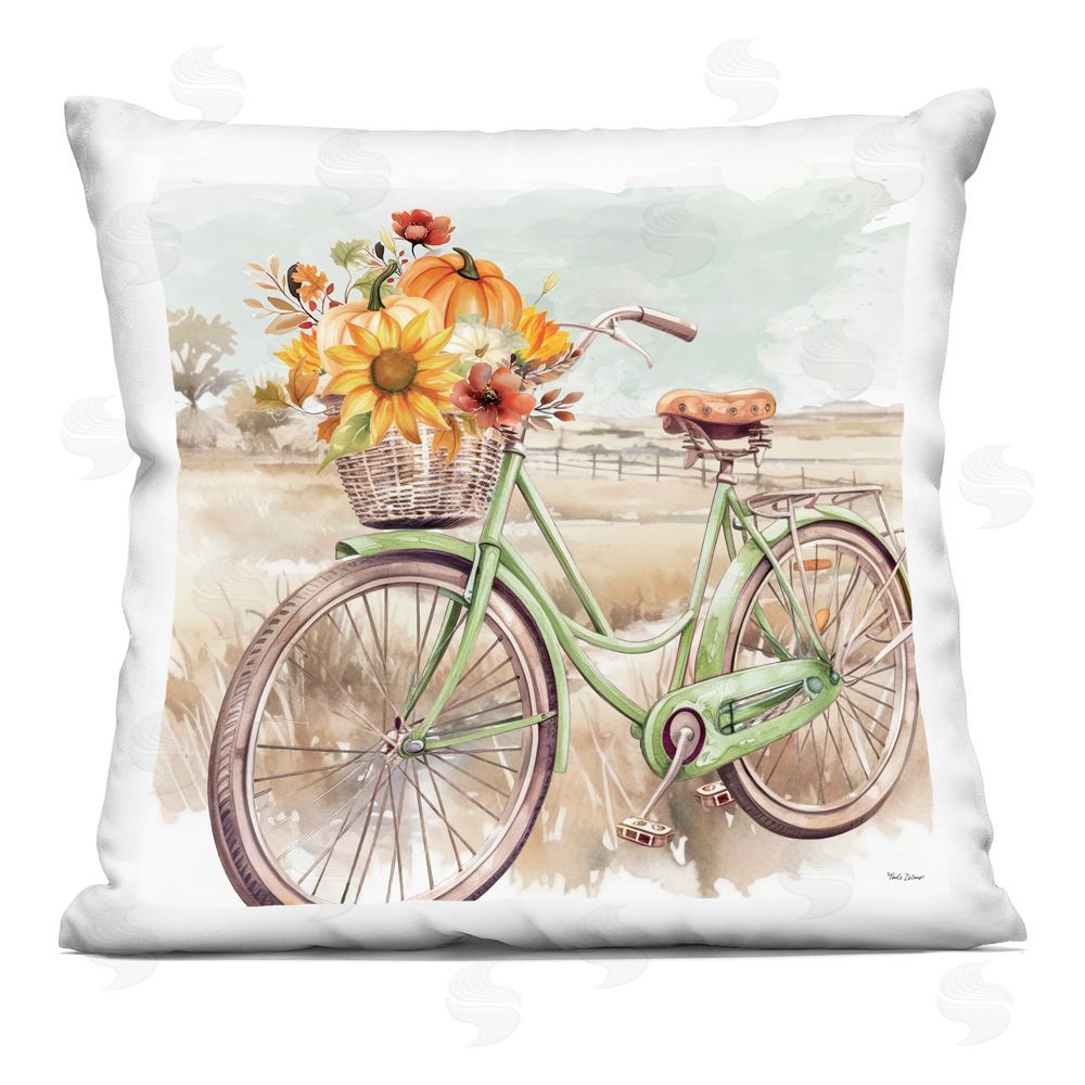 Nicole DeCamp Fall Florals Bicycle Printed Plush Polyester Throw Pillow