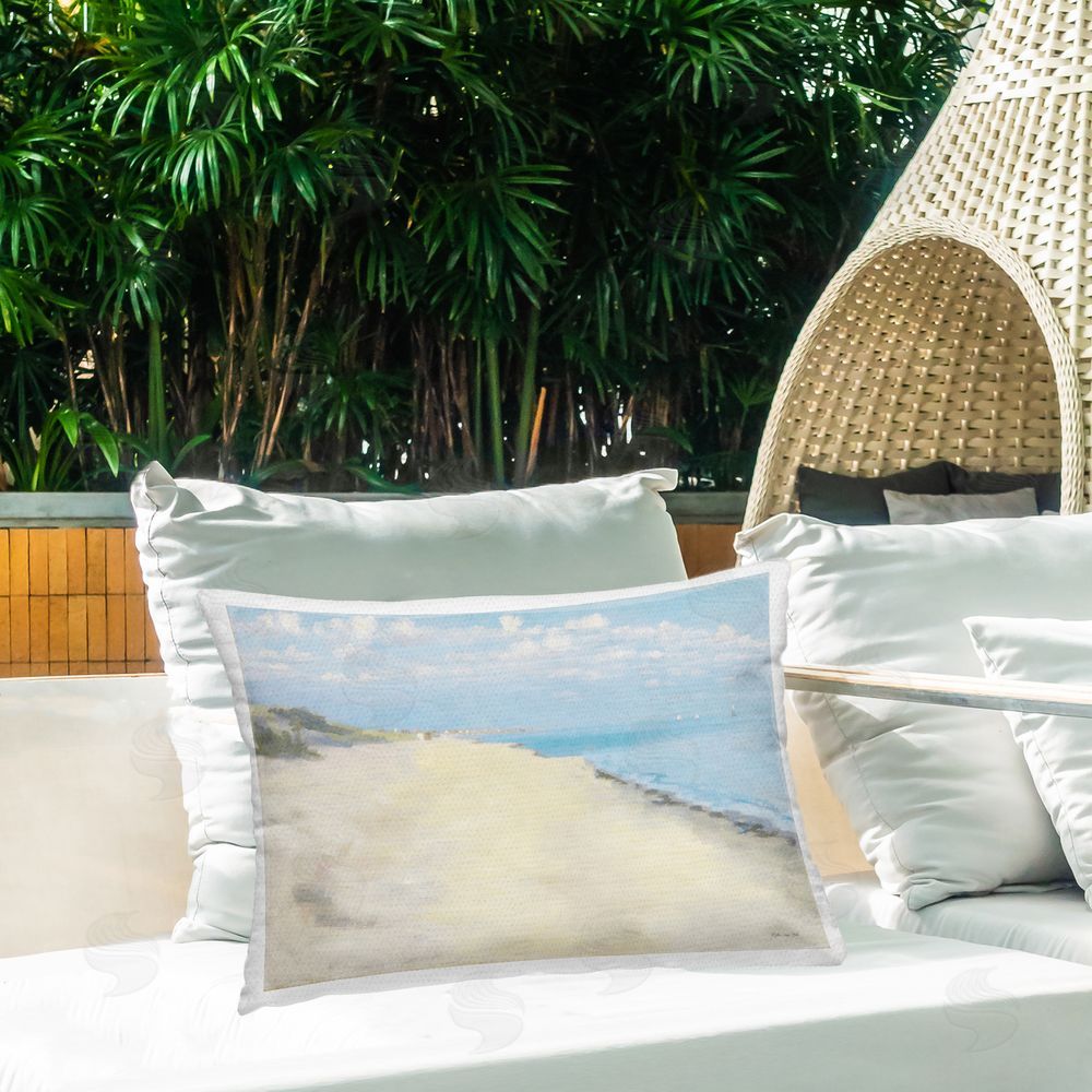 Stellar Design Studio Solemn Beach Tide Outdoor Quick-Dry Polyester Printed Throw Pillow in Back Yard