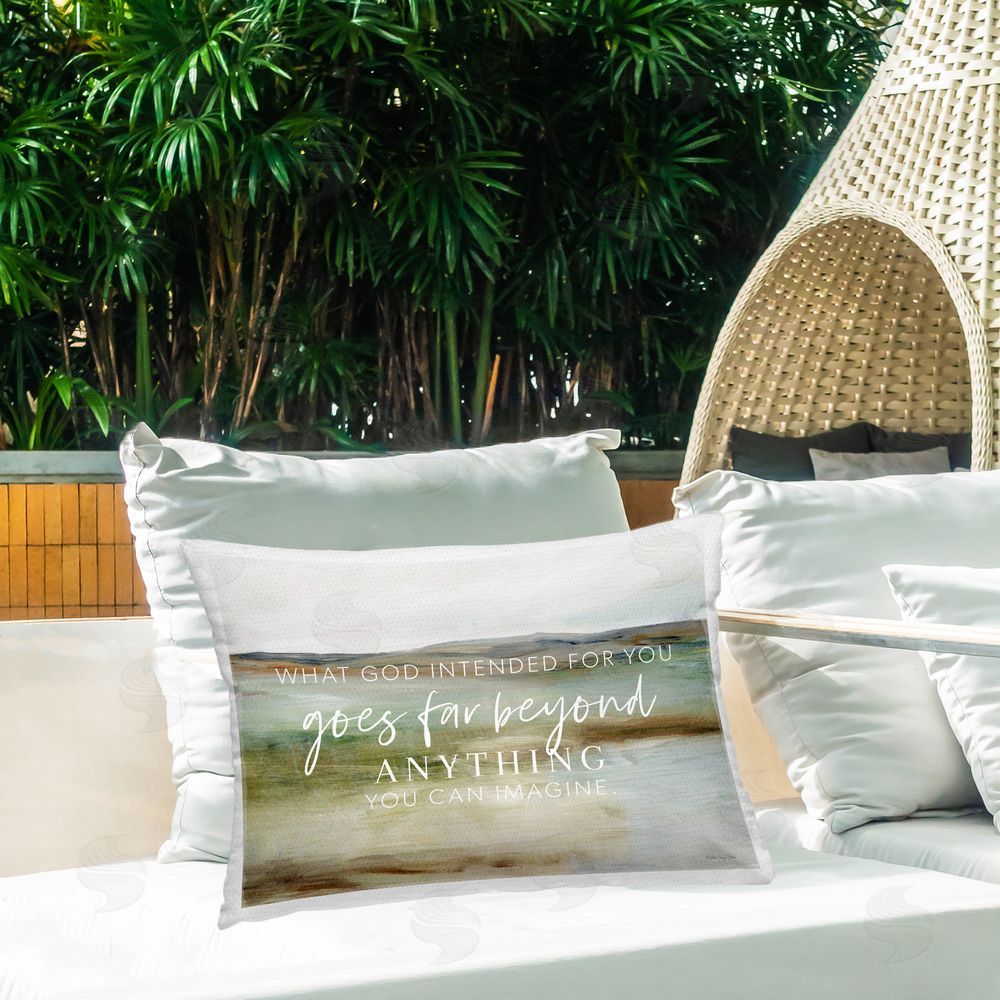Sara G. Designs God's Intentions Proverb Outdoor Quick-Dry Polyester Printed Throw Pillow in Back Yard