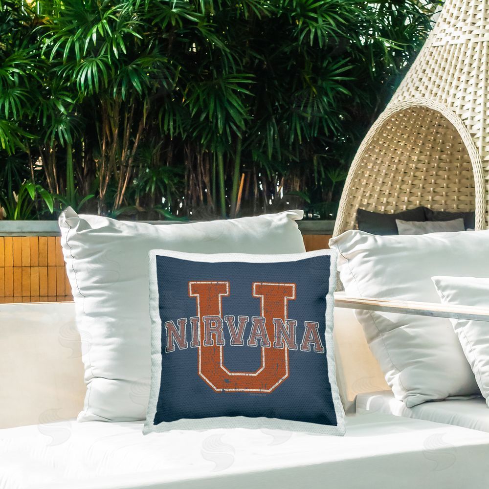 Higher Learning/Life Is High Nirvana U Varsity Style Outdoor Quick-Dry Polyester Printed Throw Pillow in Back Yard