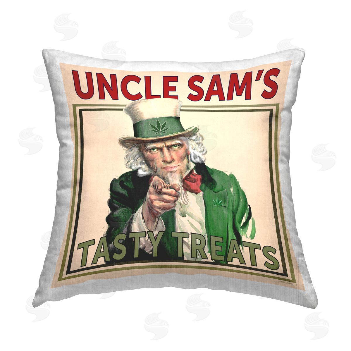 Classic Cannabis/Life Is High Vintage Character Tasty Treats Printed Plush Polyester Throw Pillow