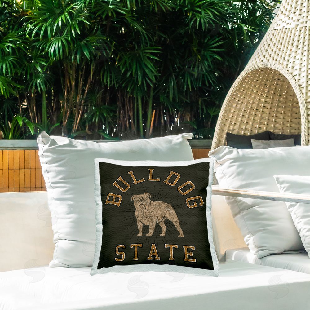 Spirit Animals/Life Is High Vintage Bulldog State Outdoor Quick-Dry Polyester Printed Throw Pillow in Back Yard