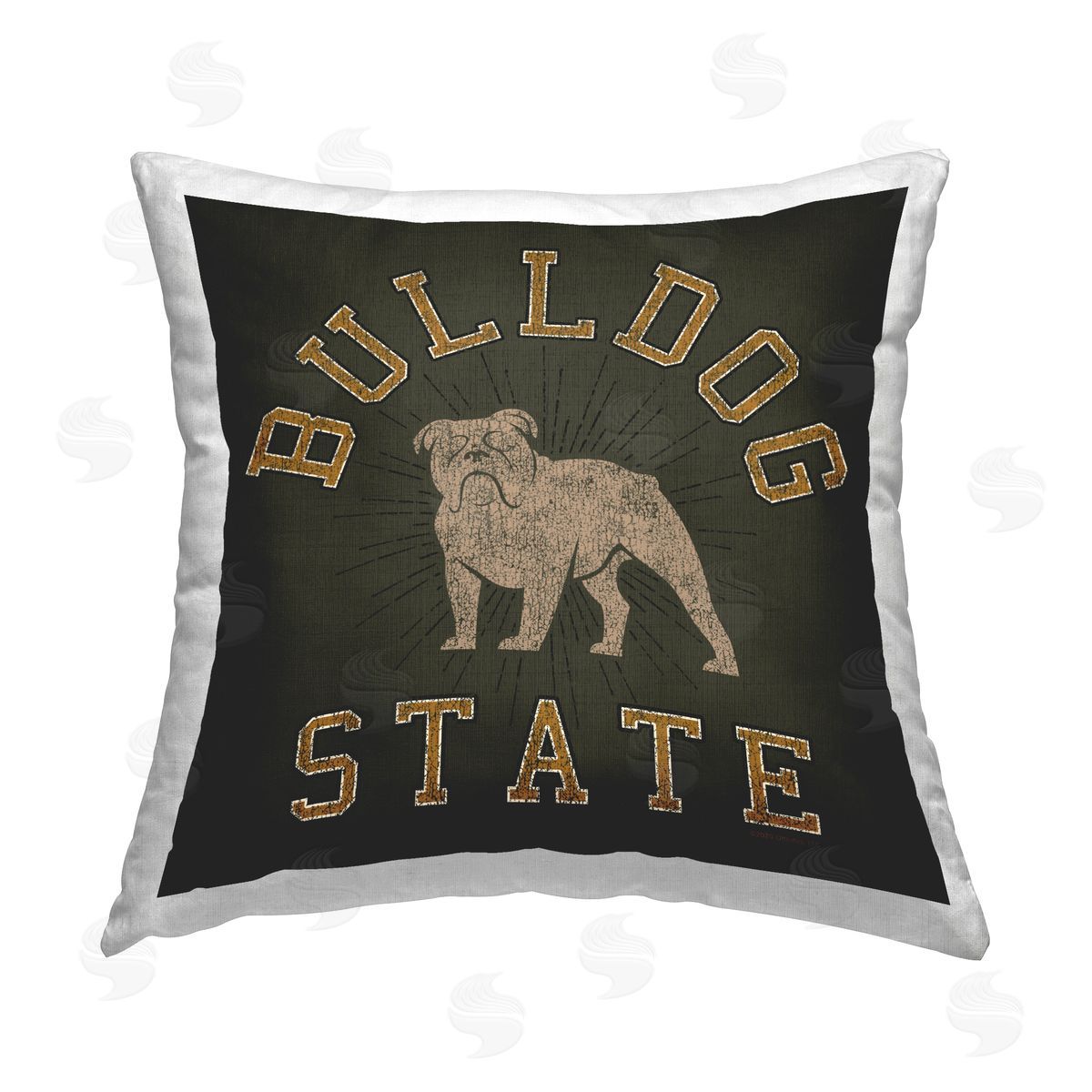 Spirit Animals/Life Is High Vintage Bulldog State Printed Plush Polyester Throw Pillow