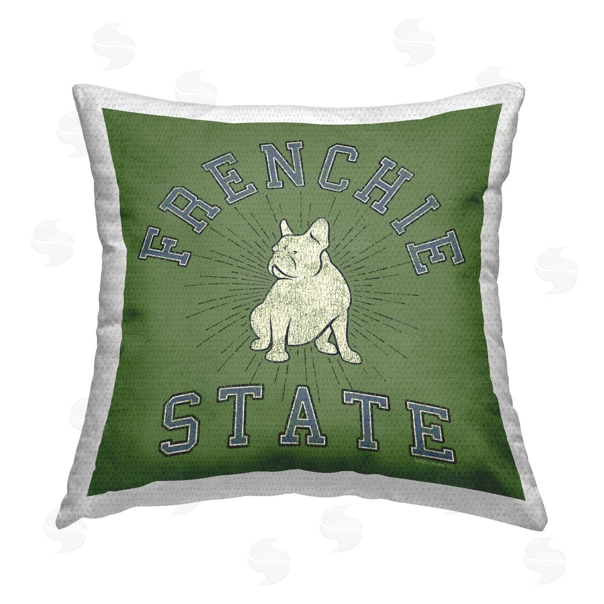 Spirit Animals/Life Is High Vintage Frenchie State Outdoor Quick-Dry Polyester Printed Throw Pillow