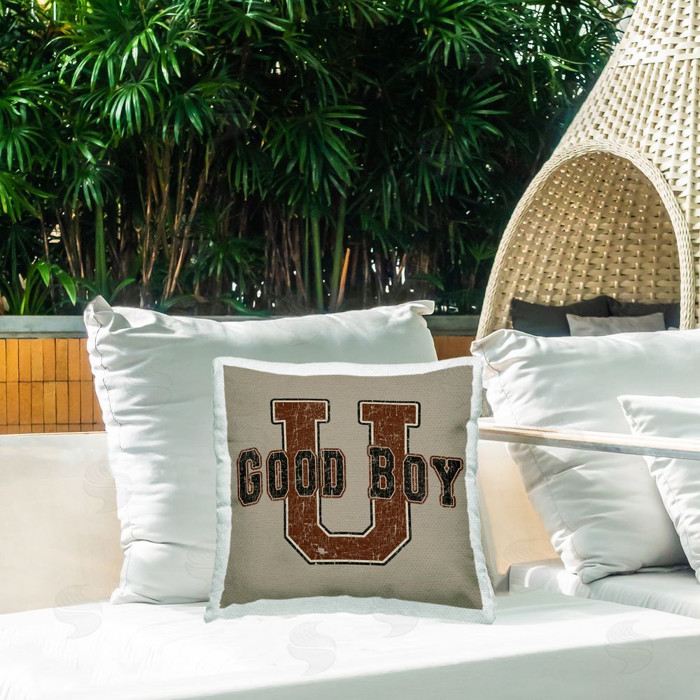 Spirit Animals/Life Is High Good Boy U Vintage Outdoor Quick-Dry Polyester Printed Throw Pillow in Back Yard