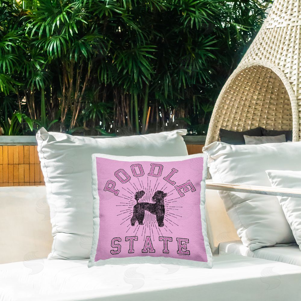 Spirit Animals/Life Is High Varsity Style Poodle State Outdoor Quick-Dry Polyester Printed Throw Pillow in Back Yard