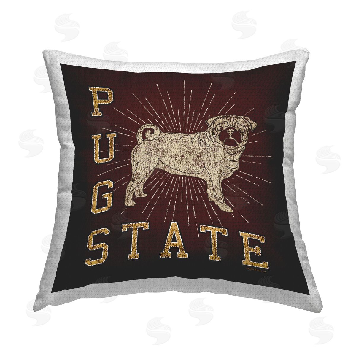 Spirit Animals/Life Is High Varsity Pug State Outdoor Quick-Dry Polyester Printed Throw Pillow
