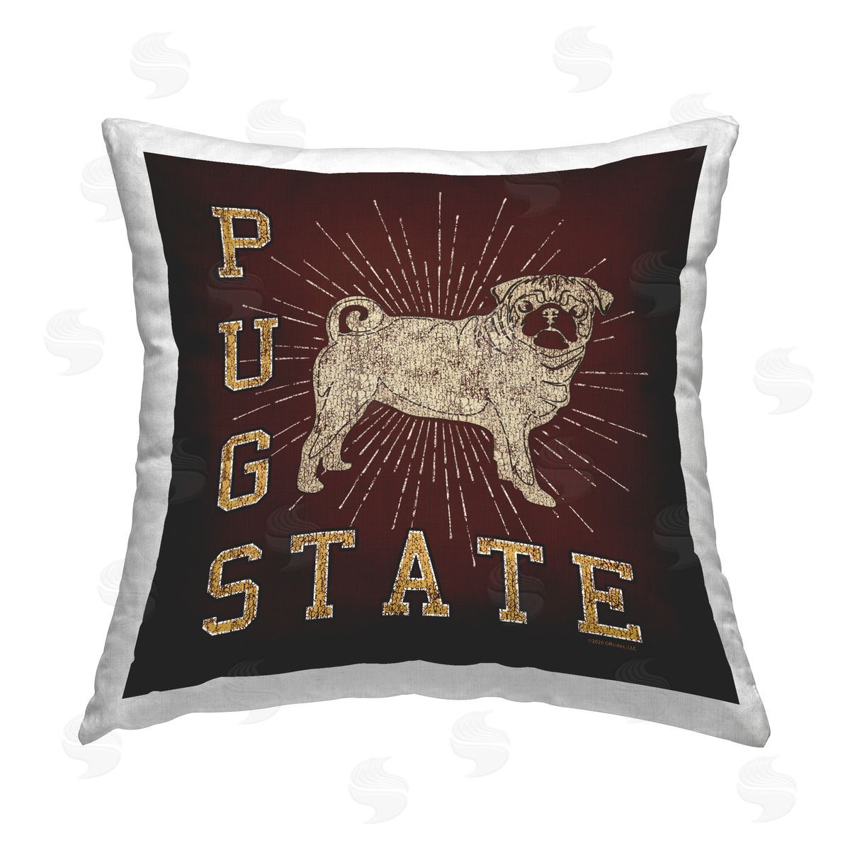 Spirit Animals/Life Is High Varsity Pug State Printed Plush Polyester Throw Pillow
