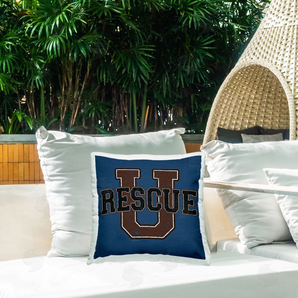 Spirit Animals/Life Is High Rescue U Vintage Varsity Outdoor Quick-Dry Polyester Printed Throw Pillow in Back Yard