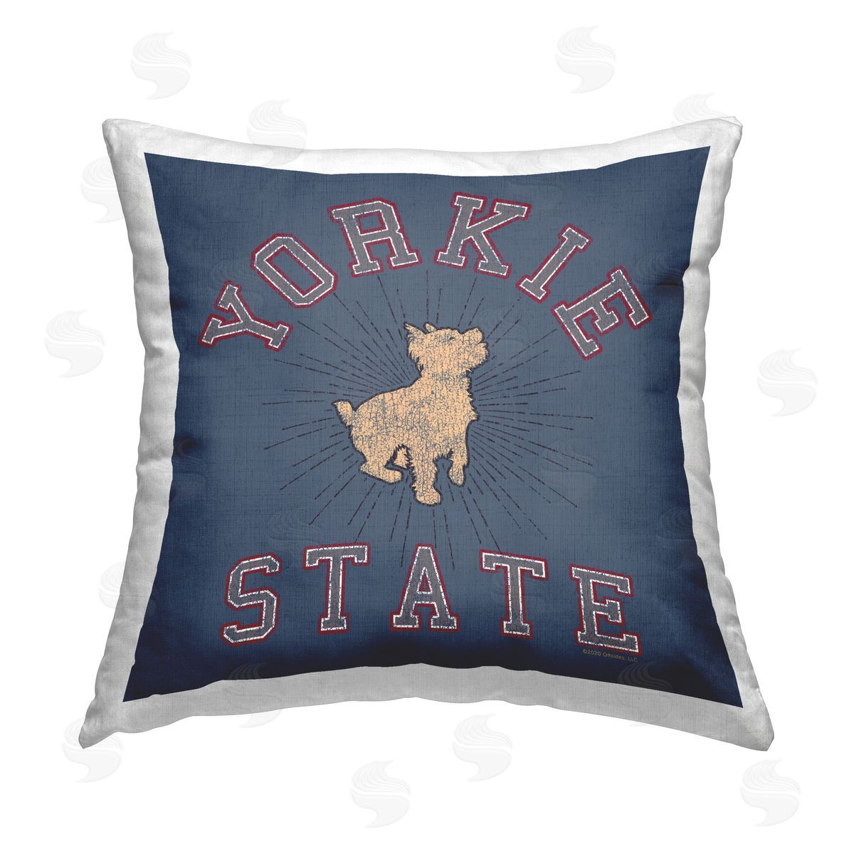 Spirit Animals/Life Is High Varsity Yorkie State Printed Plush Polyester Throw Pillow