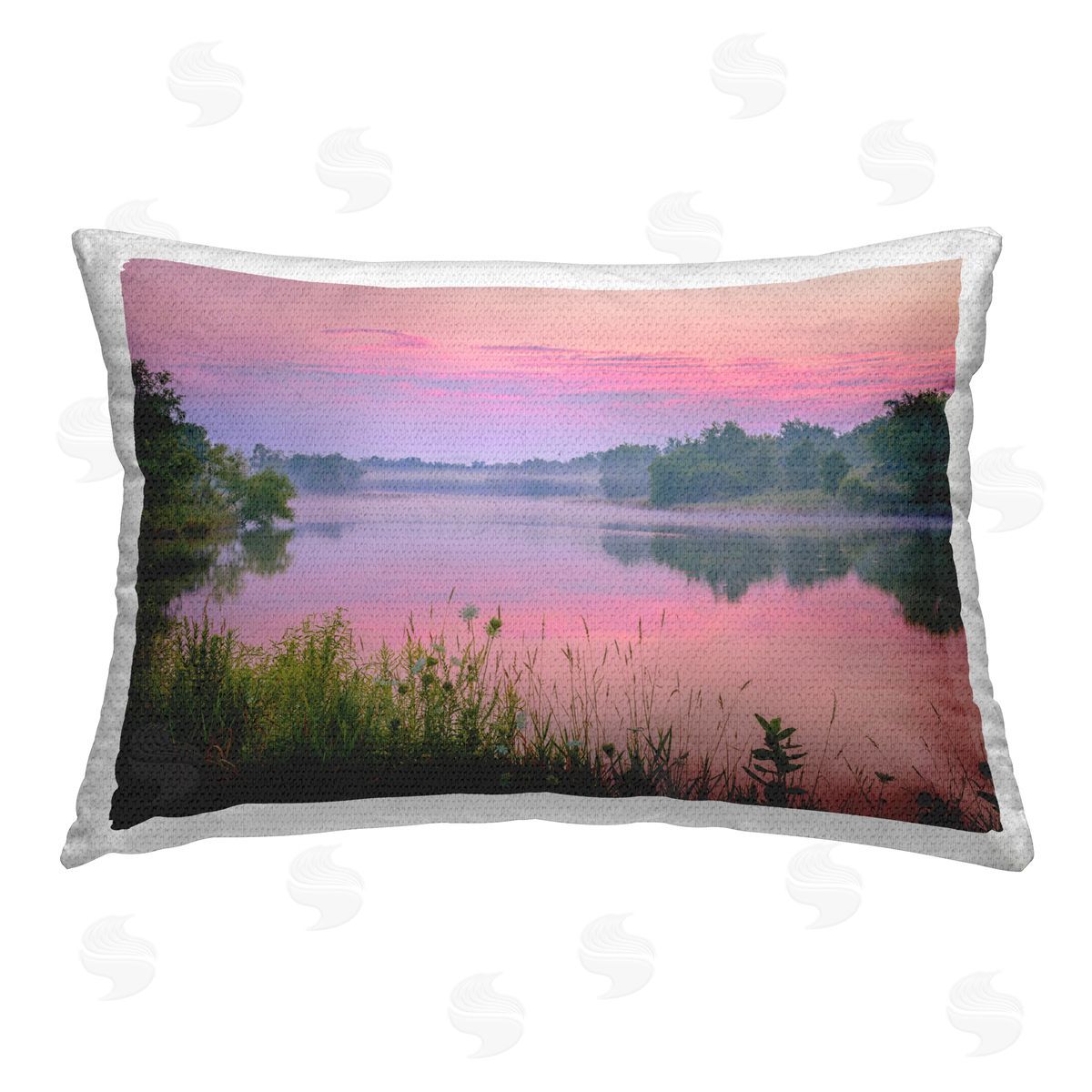 Marty Hulsebos Pink Dawn Sunrise Lake Outdoor Quick-Dry Polyester Printed Throw Pillow