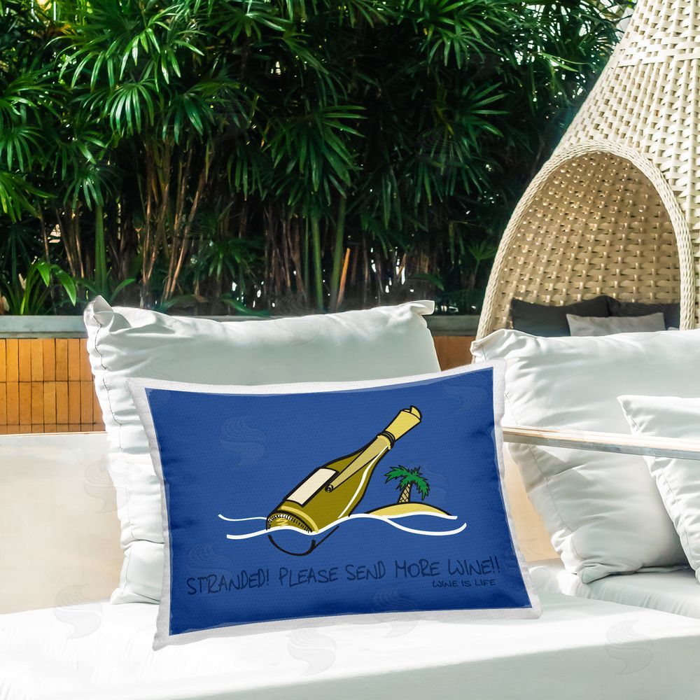 WIL Stranded Send More Wine Outdoor Quick-Dry Polyester Printed Throw Pillow in Back Yard