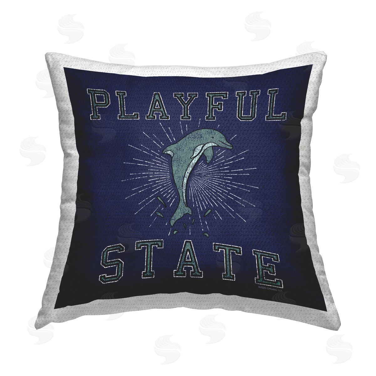 Spirit Animals/Life Is High Playful State Dolphin Outdoor Quick-Dry Polyester Printed Throw Pillow