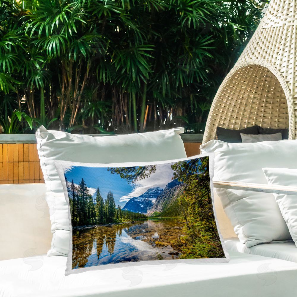 Marty Hulsebos Mountain Valley's Stream Outdoor Quick-Dry Polyester Printed Throw Pillow in Back Yard