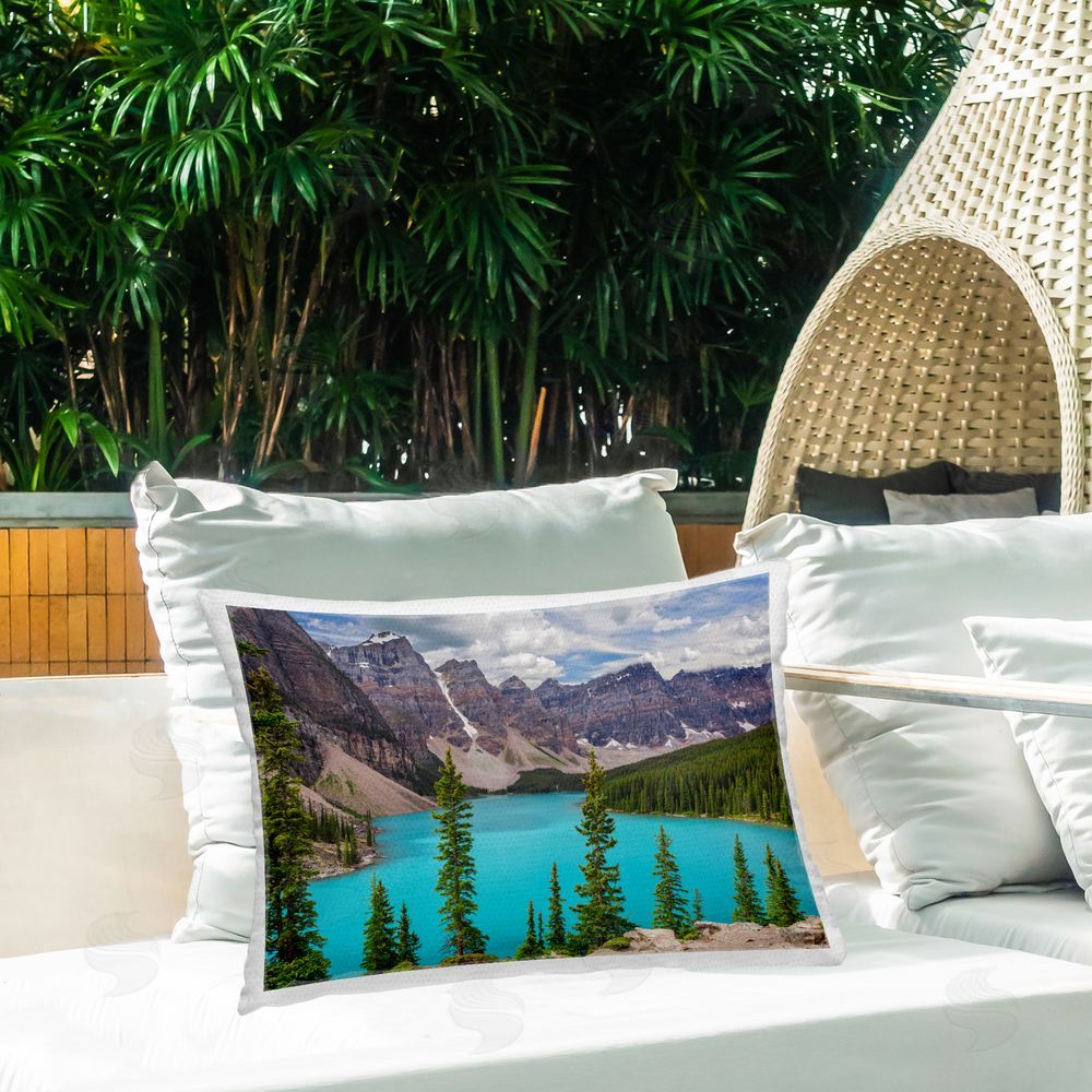 Marty Hulsebos Vivid Blue Valley Pond Outdoor Quick-Dry Polyester Printed Throw Pillow in Back Yard