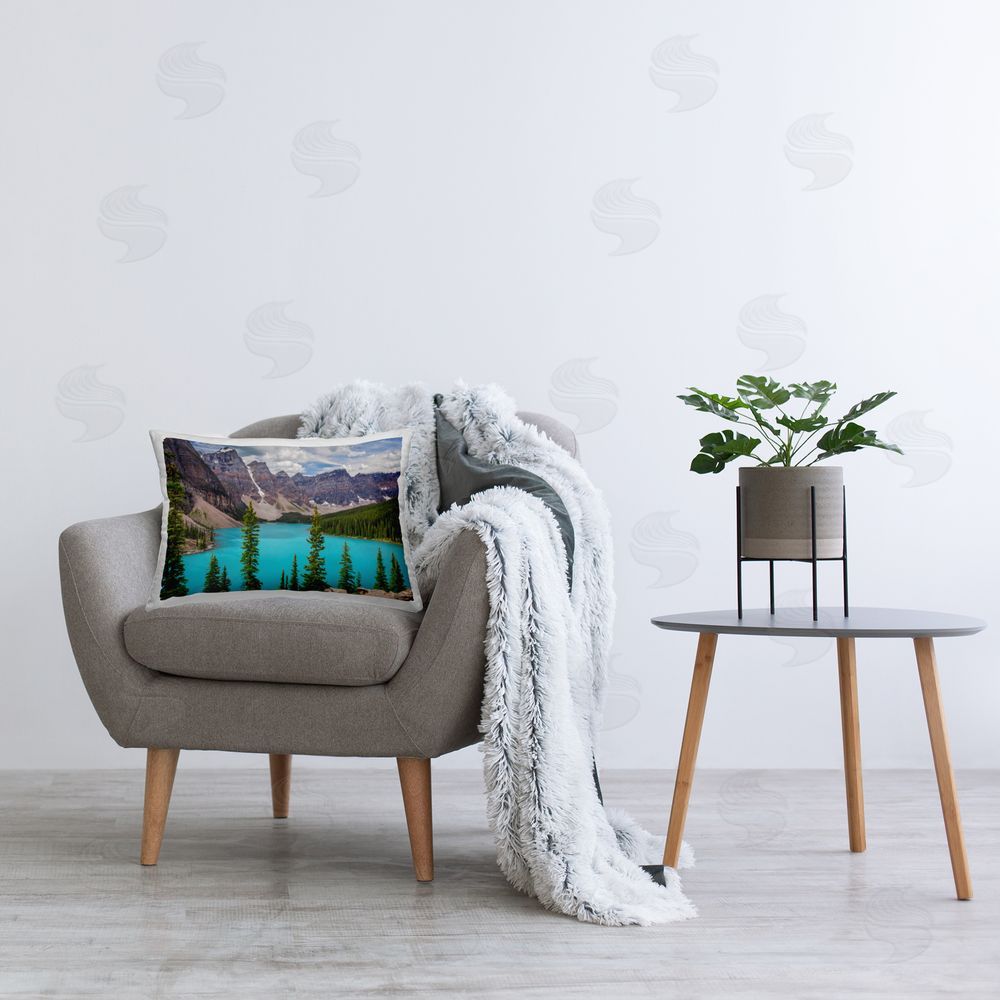 Marty Hulsebos Vivid Blue Valley Pond Printed Plush Polyester Throw Pillow On Chair