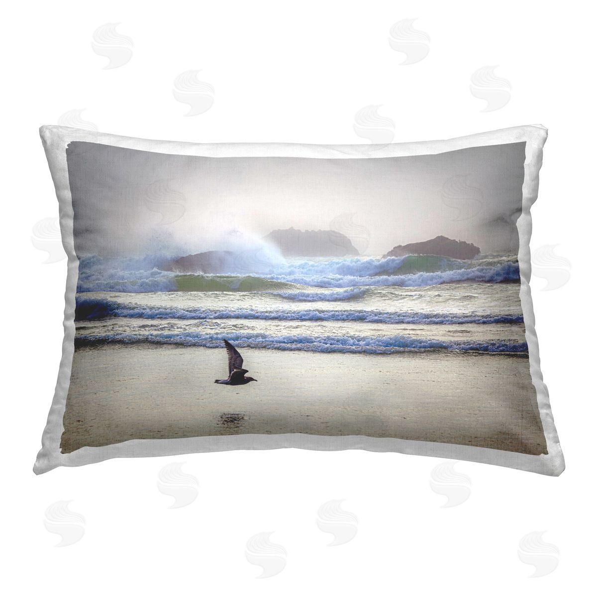 Marty Hulsebos Flying Low over Shore Printed Plush Polyester Throw Pillow