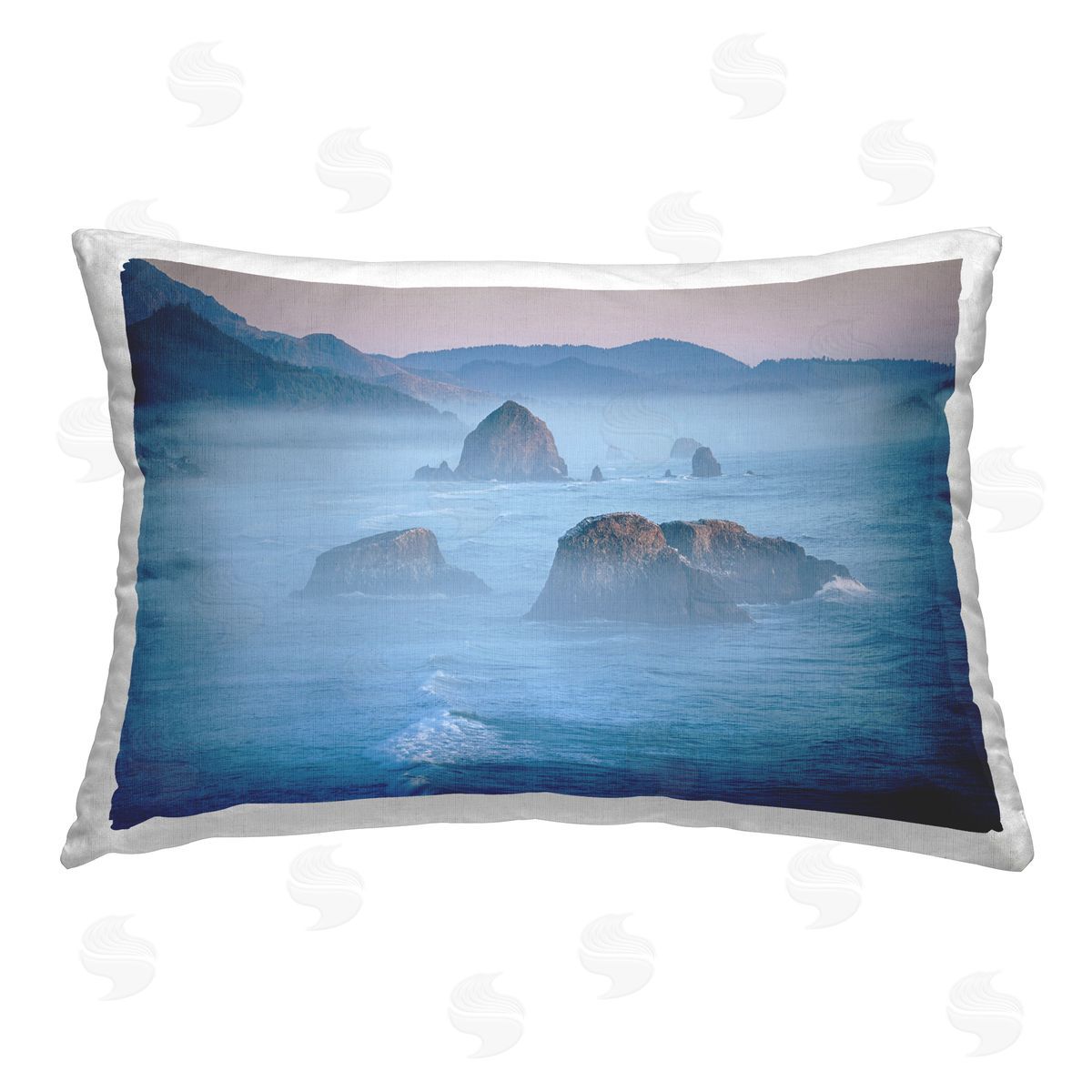 Marty Hulsebos Rocks Protruding from Sea Printed Plush Polyester Throw Pillow