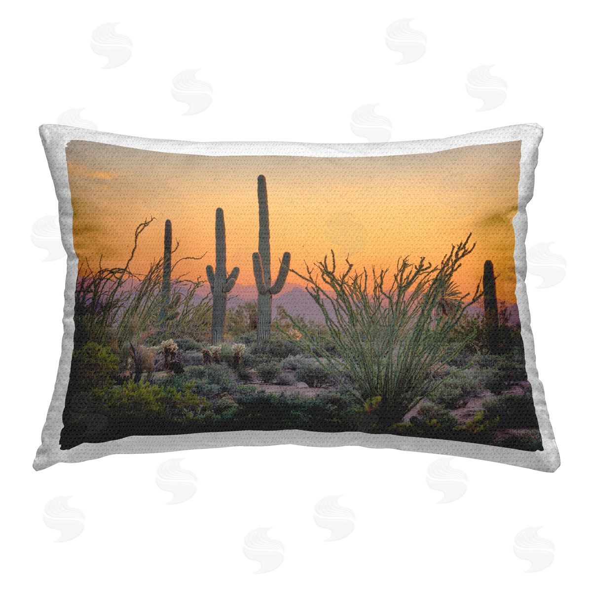 Marty Hulsebos Sunset Desertscape Cacti Outdoor Quick-Dry Polyester Printed Throw Pillow