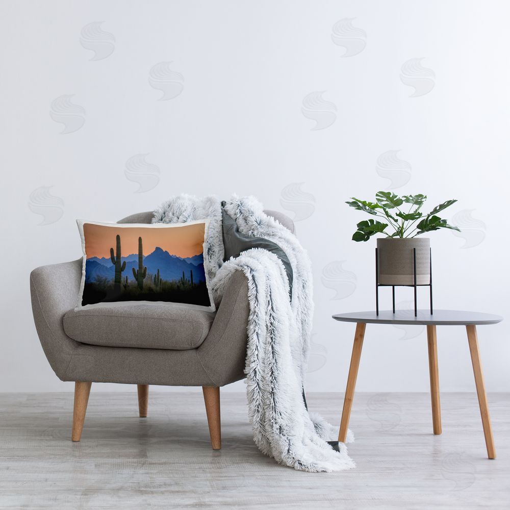 Marty Hulsebos Contrasting Desert Sunset Printed Plush Polyester Throw Pillow On Chair