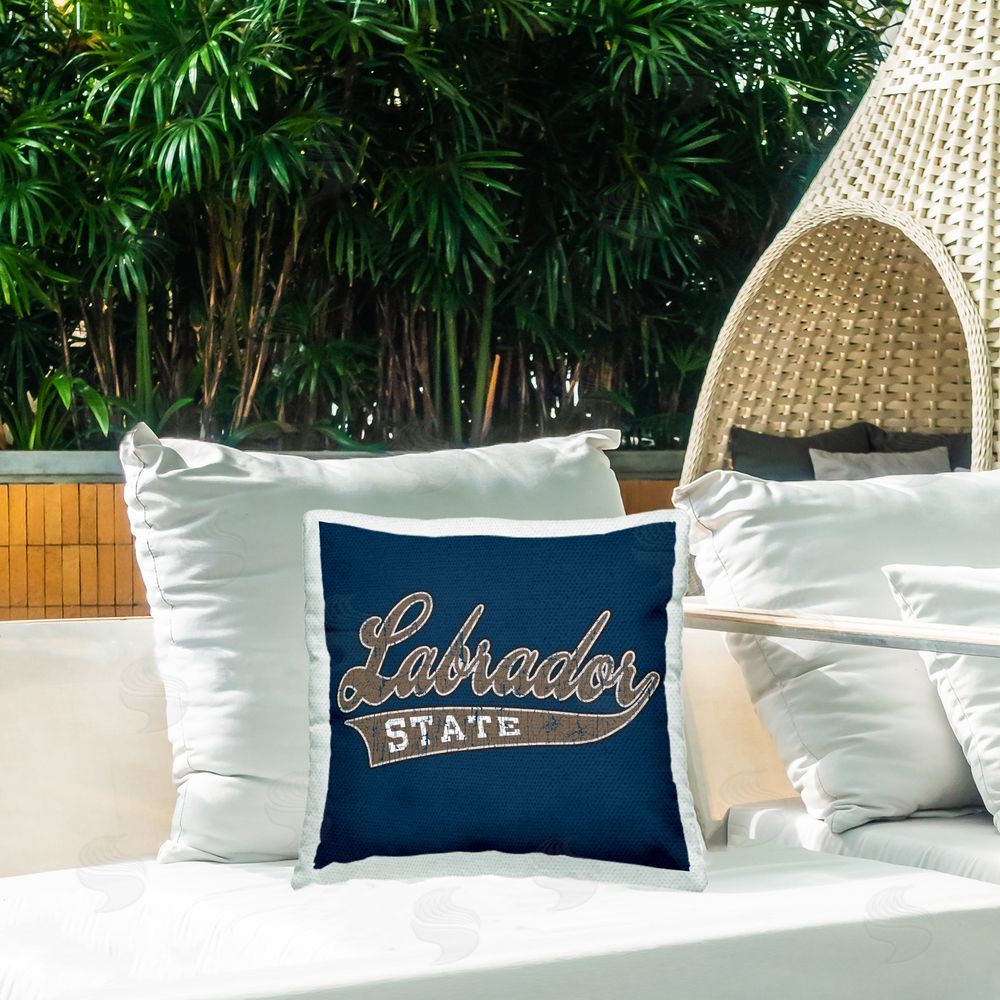 Spirit Animals/Life Is High Labrador State Varsity Outdoor Quick-Dry Polyester Printed Throw Pillow in Back Yard