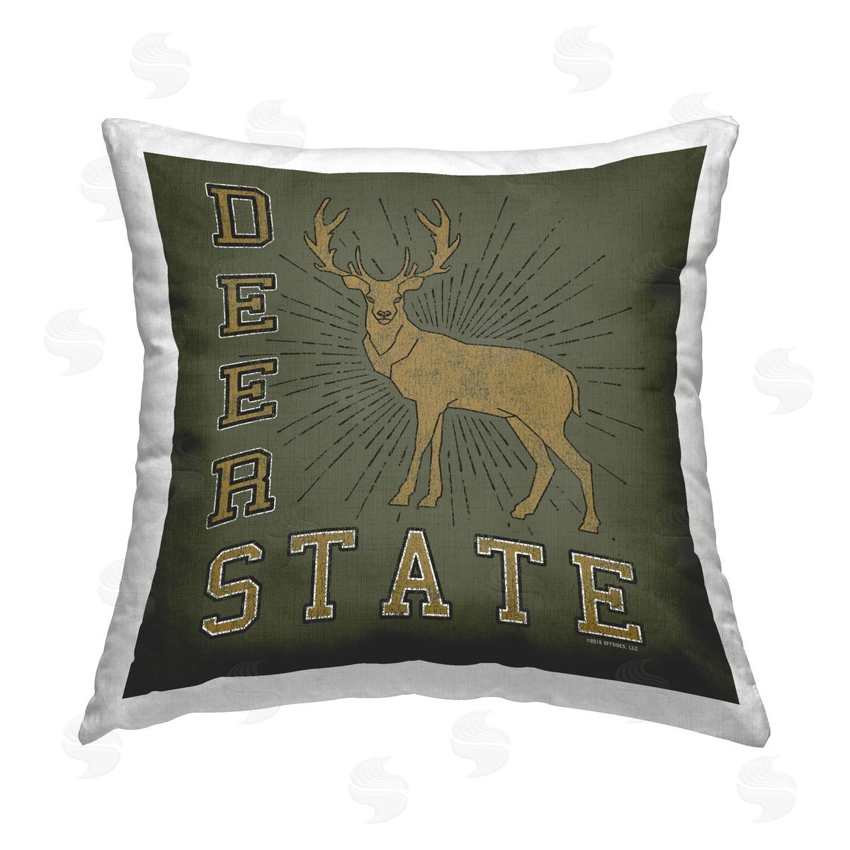 Spirit Animals/Life Is High Vintage Deer State Printed Plush Polyester Throw Pillow