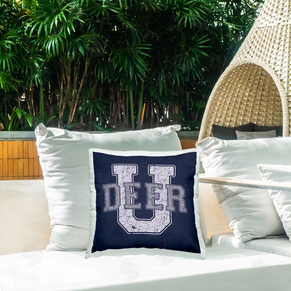 Spirit Animals/Life Is High Deer U College Varsity Outdoor Quick-Dry Polyester Printed Throw Pillow in Back Yard