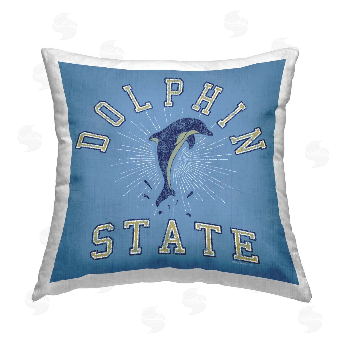 Spirit Animals/Life Is High Vintage Dolphin State Printed Plush Polyester Throw Pillow