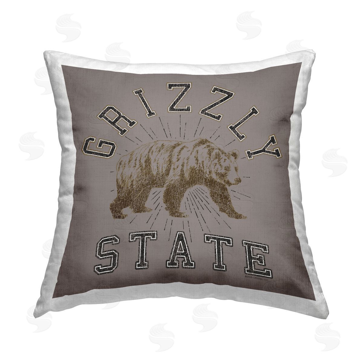 Spirit Animals/Life Is High Grizzly State Vintage Printed Plush Polyester Throw Pillow