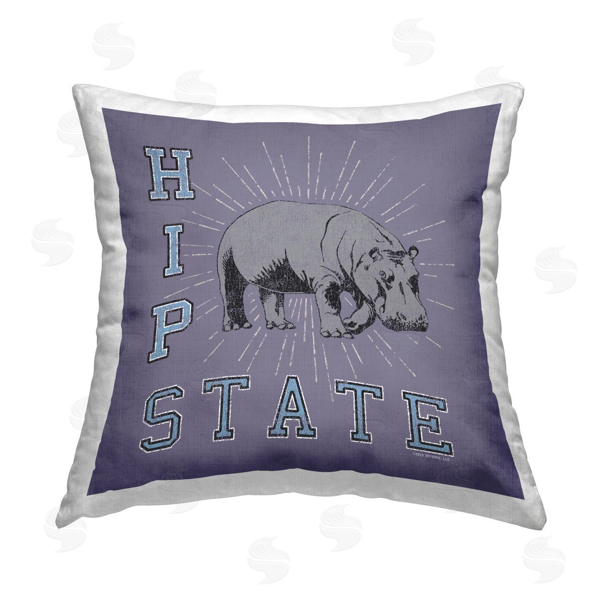 Spirit Animals/Life Is High Vintage Hippo State Printed Plush Polyester Throw Pillow