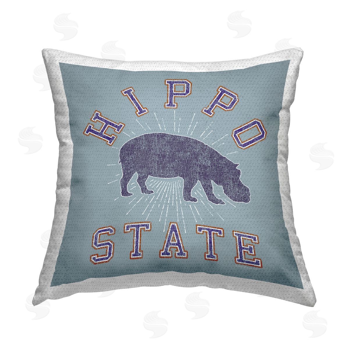 Spirit Animals/Life Is High Varsity Style Hippo State Outdoor Quick-Dry Polyester Printed Throw Pillow