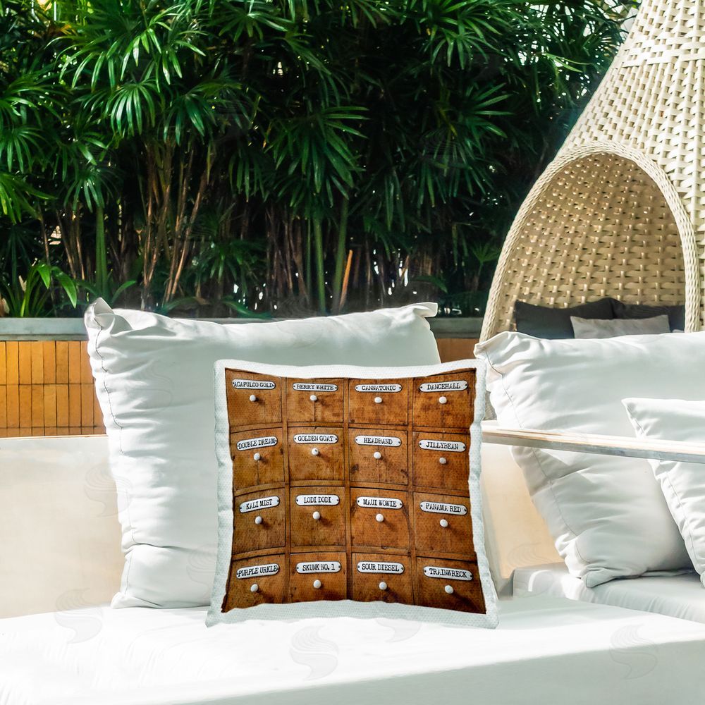 LIH Full Of Choices Cannabis Outdoor Quick-Dry Polyester Printed Throw Pillow in Back Yard