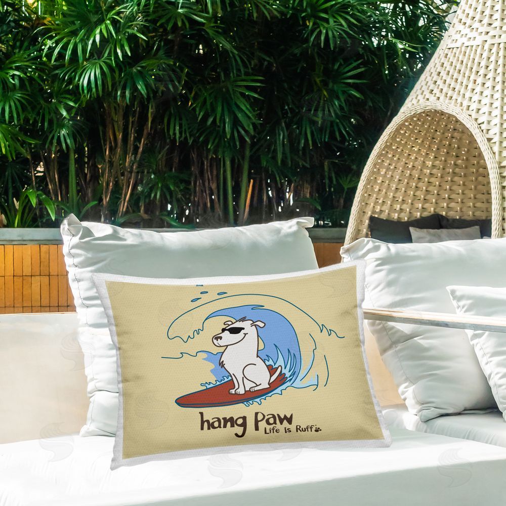 LIR Hang Paw Surfing Dog Outdoor Quick-Dry Polyester Printed Throw Pillow in Back Yard