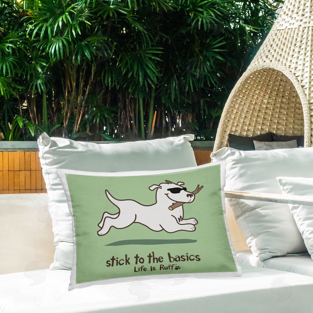 LIR Stick To Basics Dog Outdoor Quick-Dry Polyester Printed Throw Pillow in Back Yard