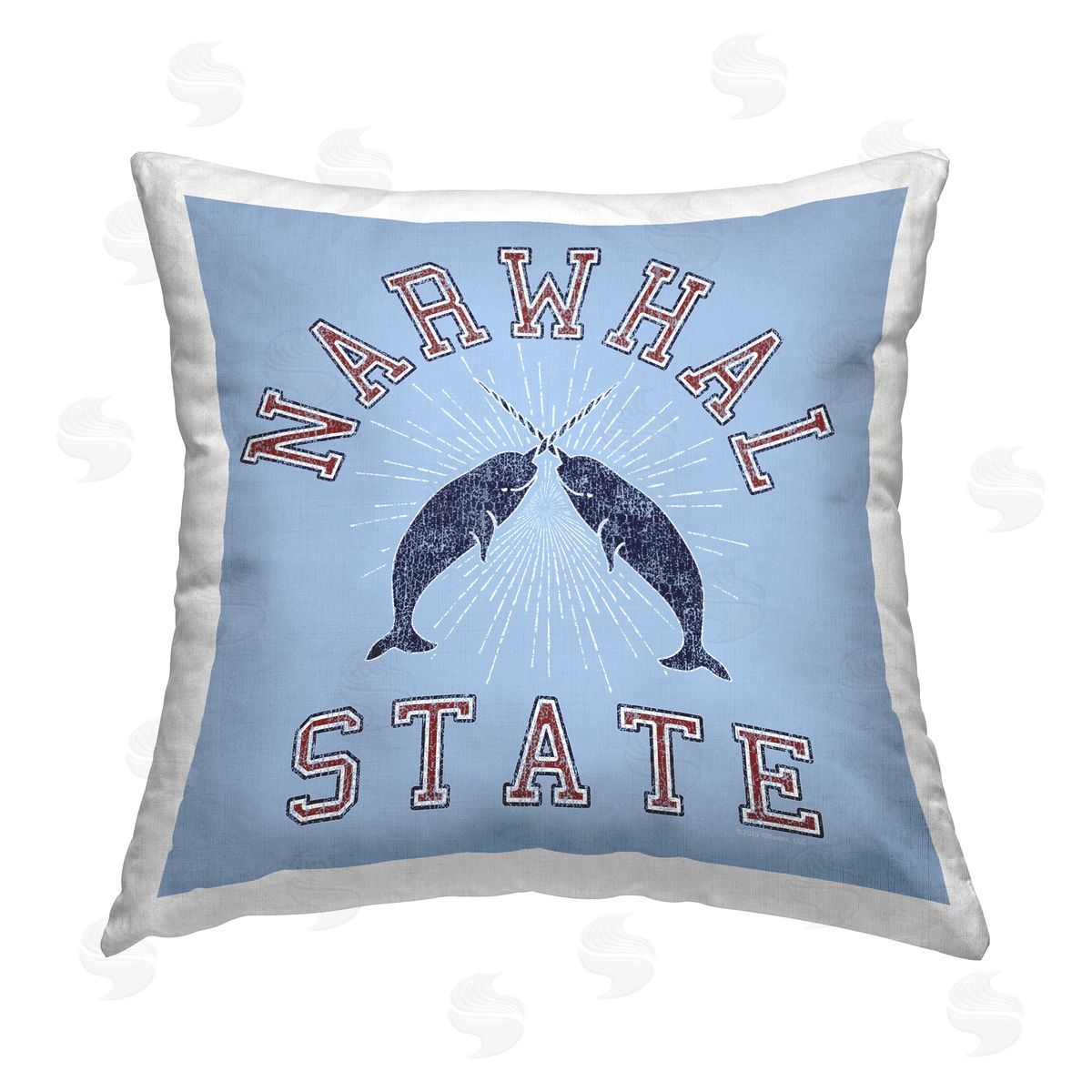 Spirit Animals/Life Is High Vintage Narwhal State Printed Plush Polyester Throw Pillow