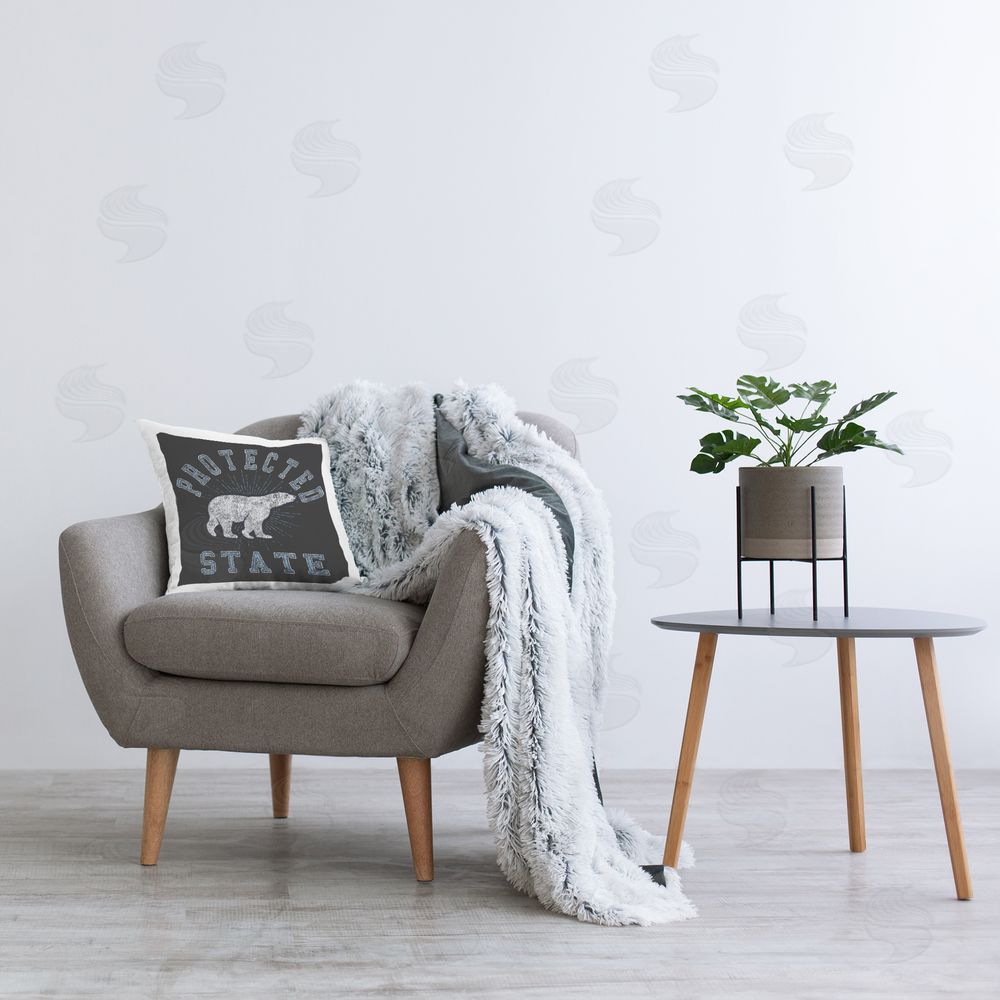 Spirit Animals/Life Is High Polar Bear Protected State Printed Plush Polyester Throw Pillow On Chair