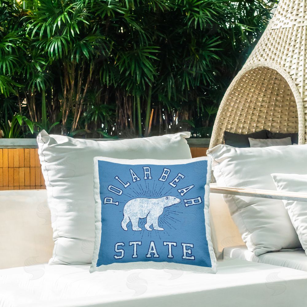 Spirit Animals/Life Is High Varsity Polar Bear State Outdoor Quick-Dry Polyester Printed Throw Pillow in Back Yard