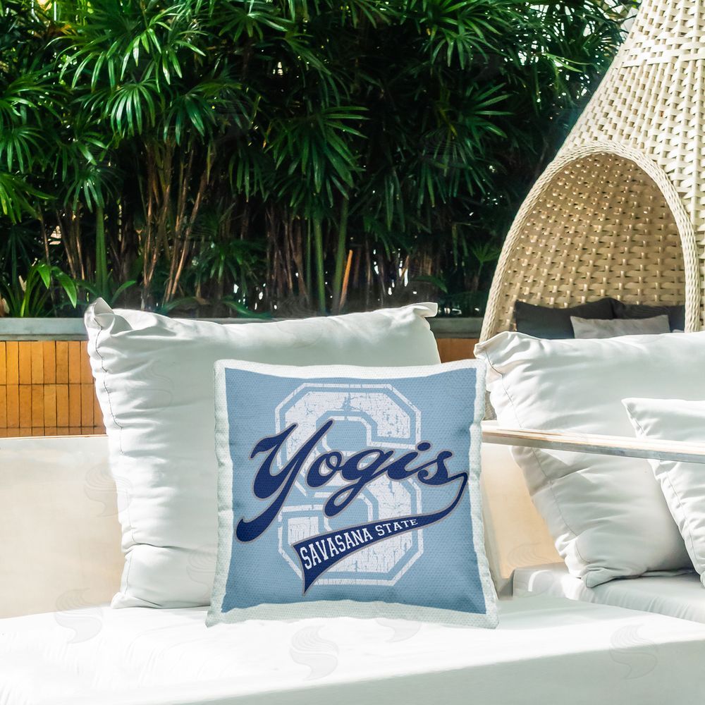 Spirit Animals/Life Is High Savasana State Yogis Outdoor Quick-Dry Polyester Printed Throw Pillow in Back Yard