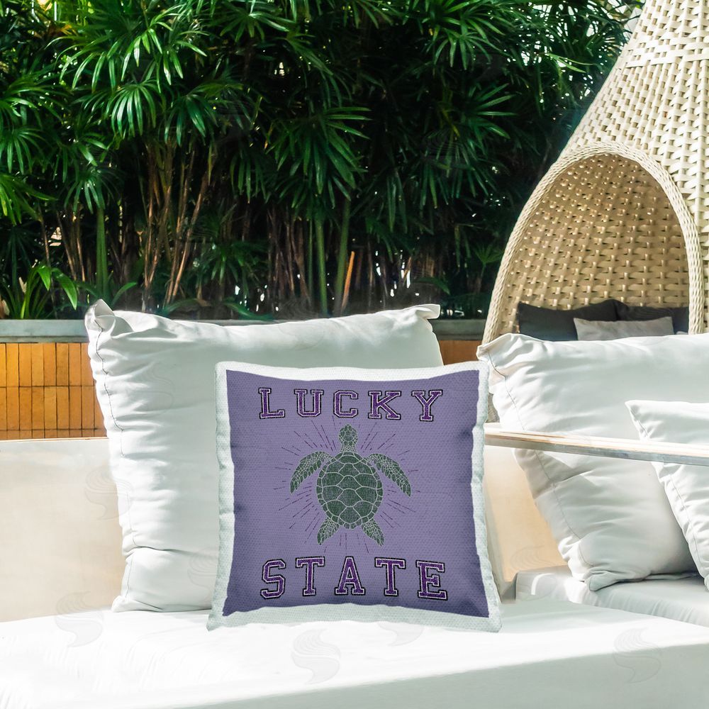 Spirit Animals/Life Is High Lucky Sea Turtle State Outdoor Quick-Dry Polyester Printed Throw Pillow in Back Yard