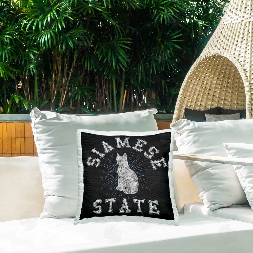 Spirit Animals/Life Is High Siamese Cat State Outdoor Quick-Dry Polyester Printed Throw Pillow in Back Yard