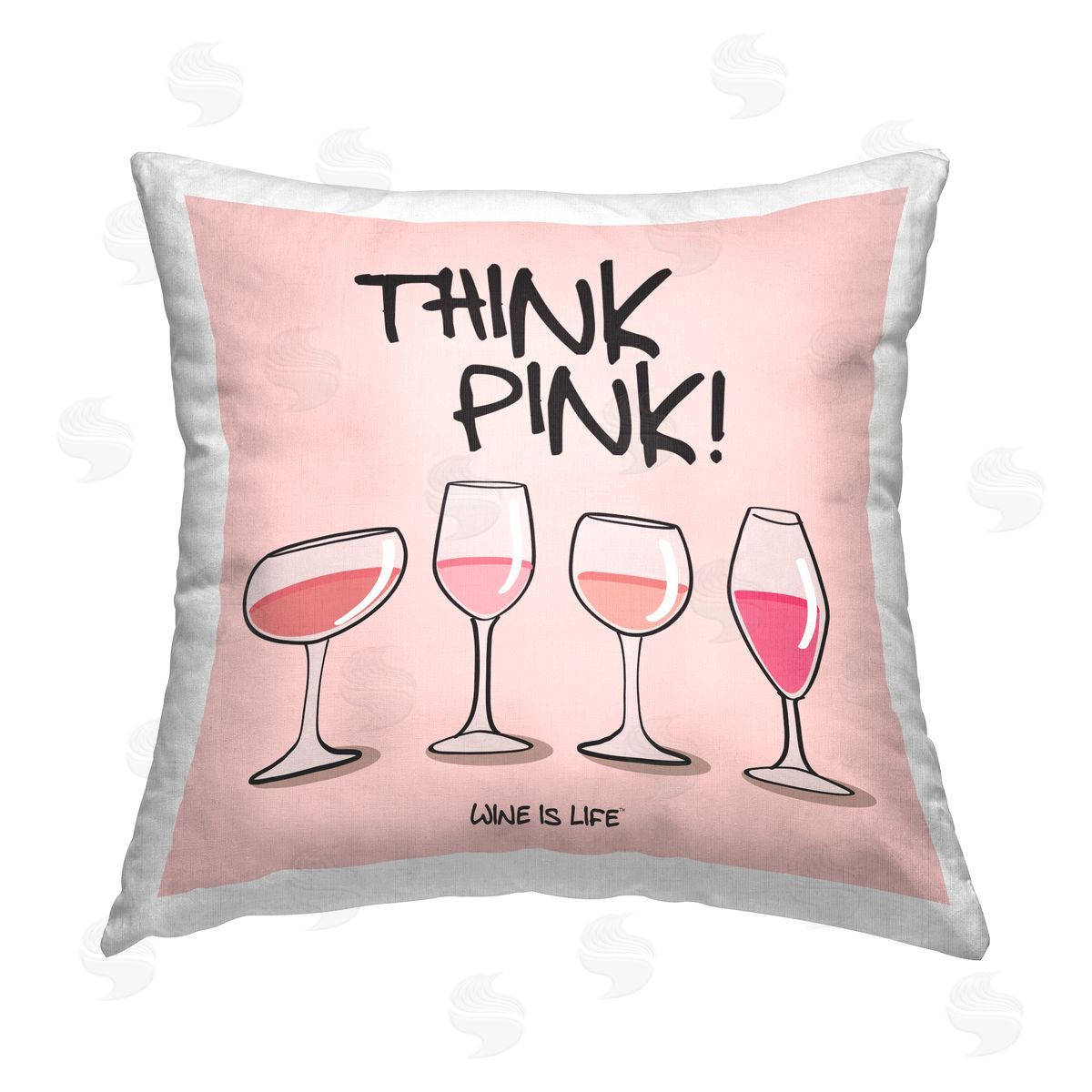 WIL Think Pink Champagne Printed Plush Polyester Throw Pillow