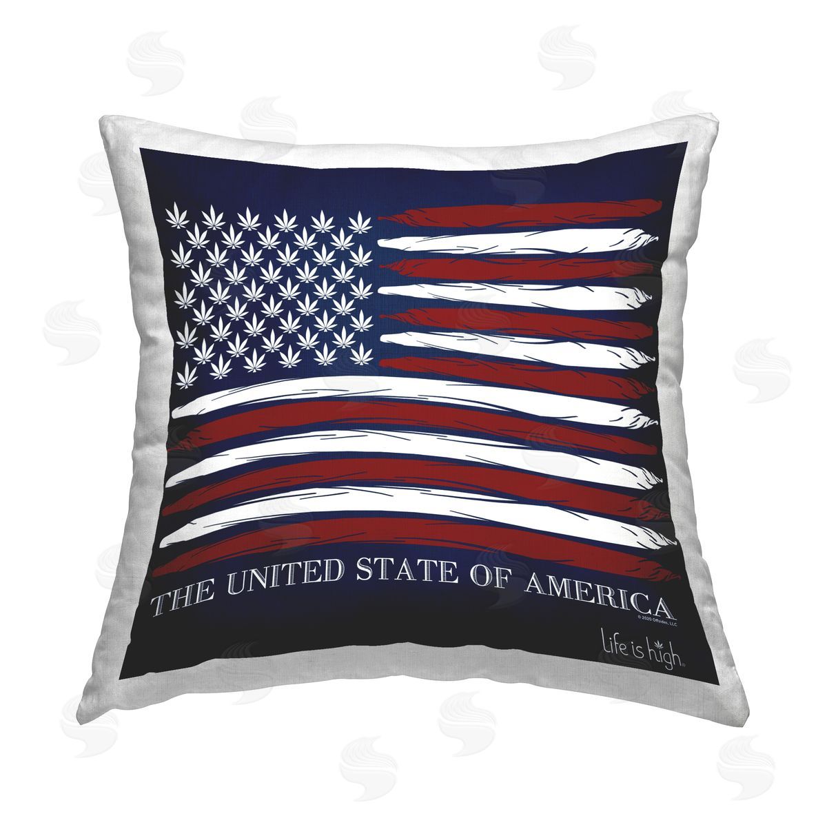 Higher Learning/Life Is High Herb America Flag Printed Plush Polyester Throw Pillow