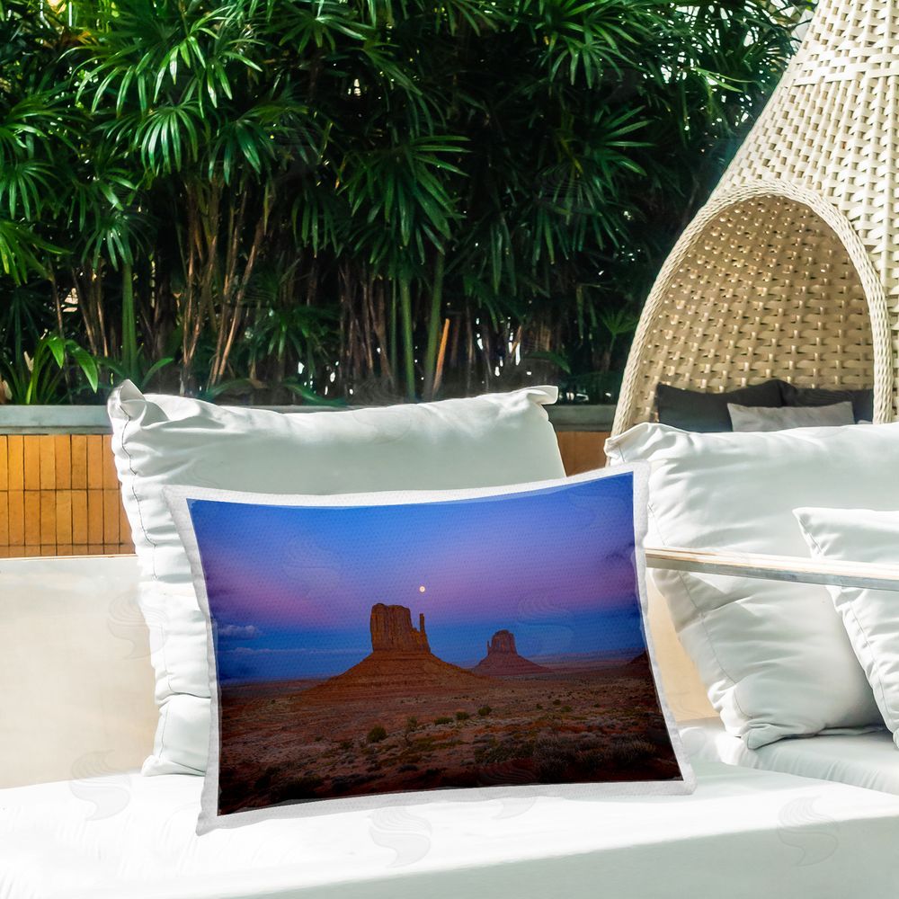 Marty Hulsebos Moon over Canyon Mesa Outdoor Quick-Dry Polyester Printed Throw Pillow in Back Yard
