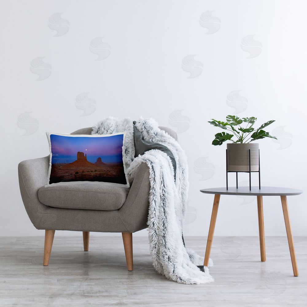 Marty Hulsebos Moon over Canyon Mesa Printed Plush Polyester Throw Pillow On Chair
