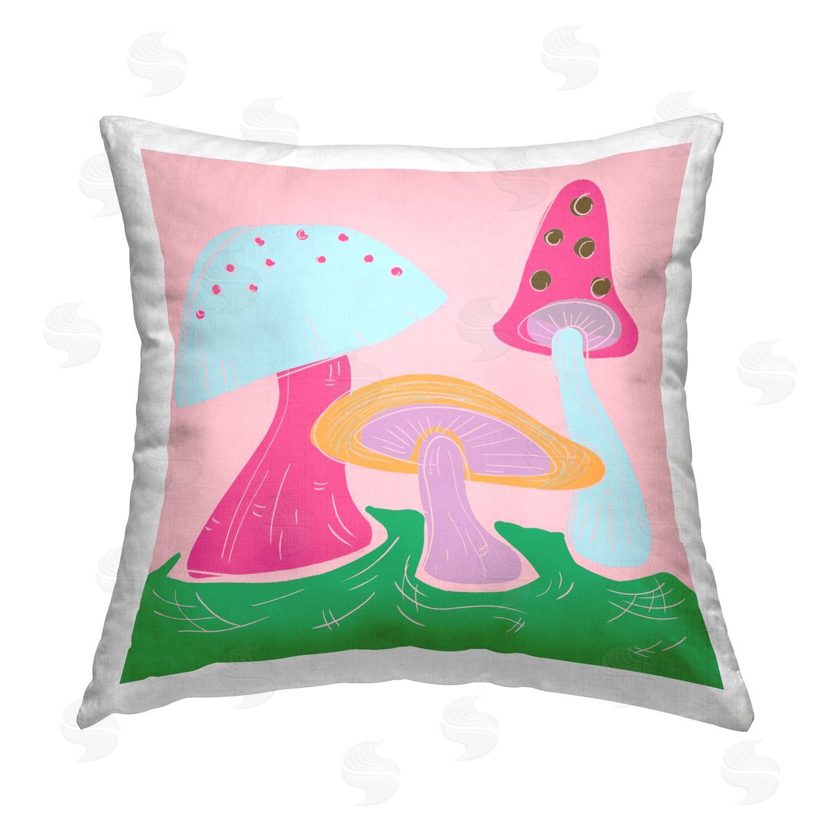 Deidre Mosher Groovy Mushrooms Dancing Printed Plush Polyester Throw Pillow