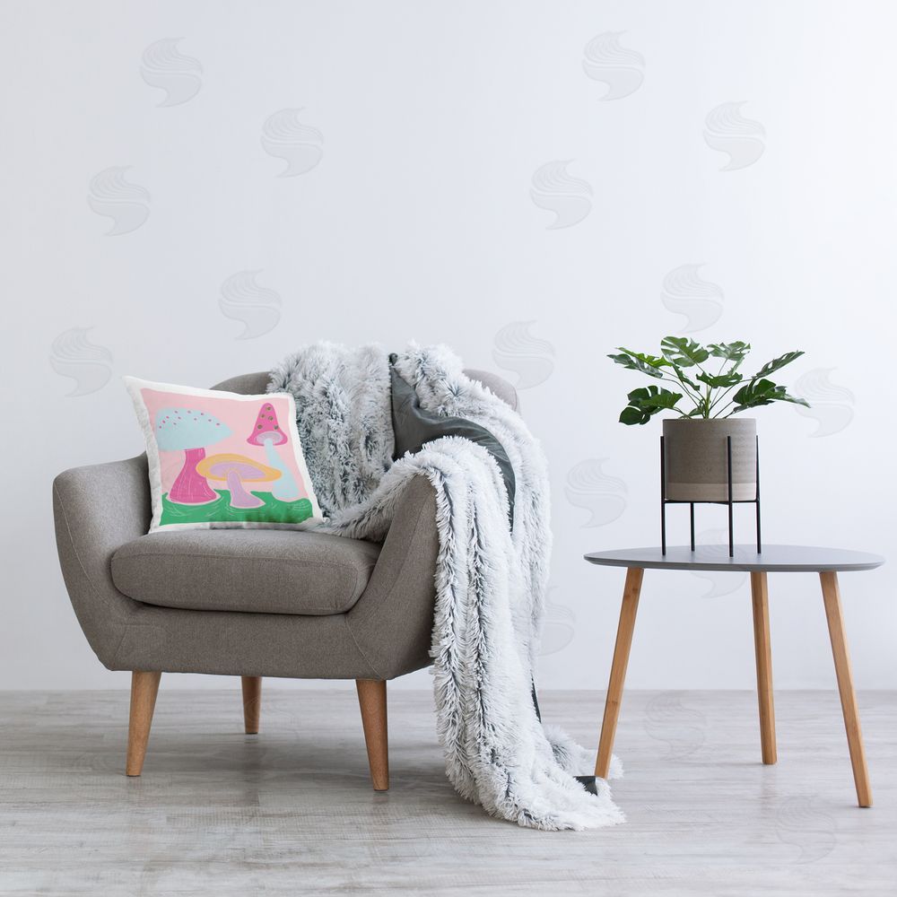 Deidre Mosher Groovy Mushrooms Dancing Printed Plush Polyester Throw Pillow On Chair