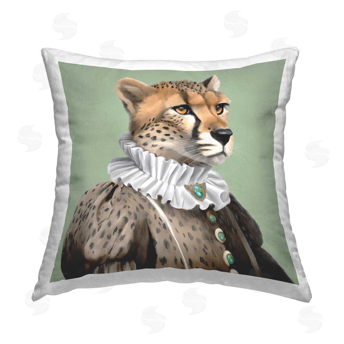 Elizabeth Medley Madame Cheetah Portrait Printed Plush Polyester Throw Pillow