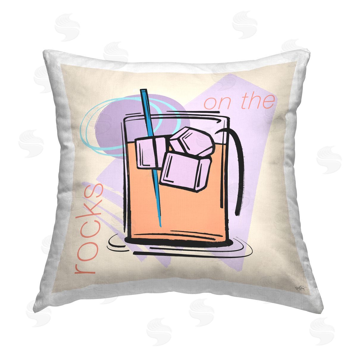 Elizabeth Medley On The Rocks Drink Printed Plush Polyester Throw Pillow