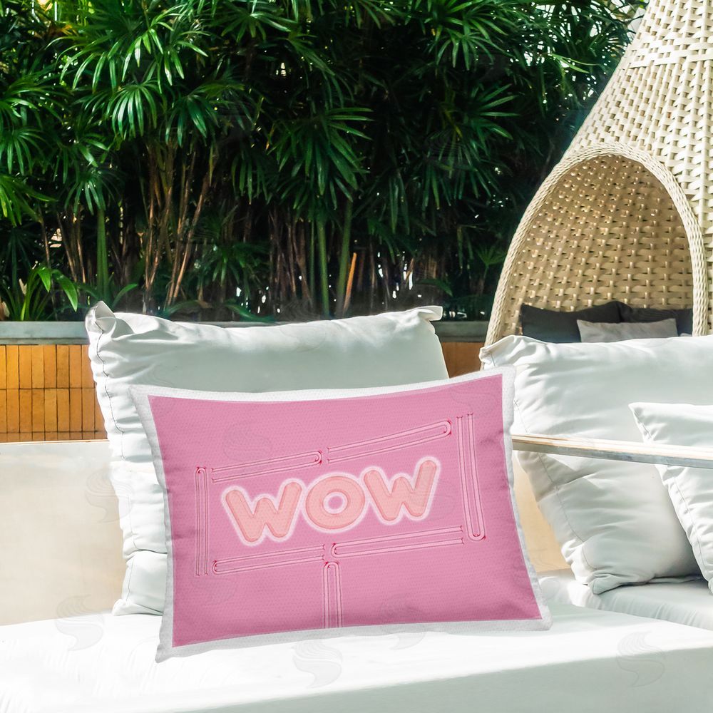 SunDance Group LLC Wow Neon Lights Style Outdoor Quick-Dry Polyester Printed Throw Pillow in Back Yard